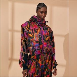 Farm Rio Black Wild Horses Reversible Puffer Jacket / Ski Jacket